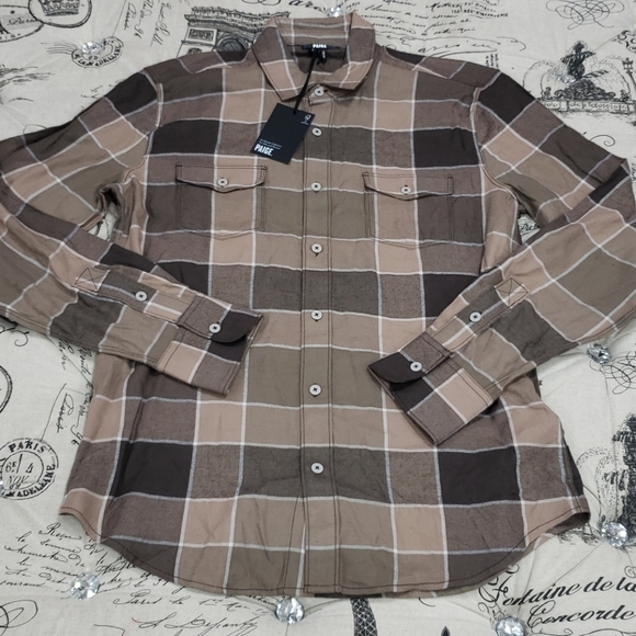 💥 PAIGE Everett Plaid Flannel Button-Up Shirt - Picture 4 of 10